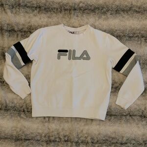 Women’s FILA White Sweater with Black and Gray Accents
